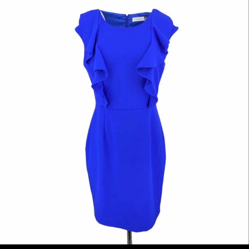 Calvin Klein Cobalt Blue Ruffle Dress